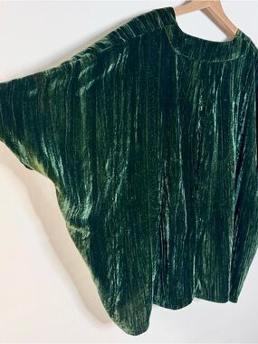 a new day Green Velvet Short Sleeve Drape/Kimono Top